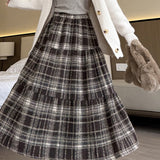 Gonna scozzese a strati in misto lana