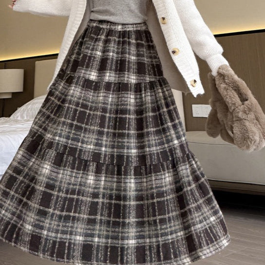 Gonna scozzese a strati in misto lana