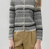 Cardigan in maglia con bottoni e scollo rotondo in jacquard vintage