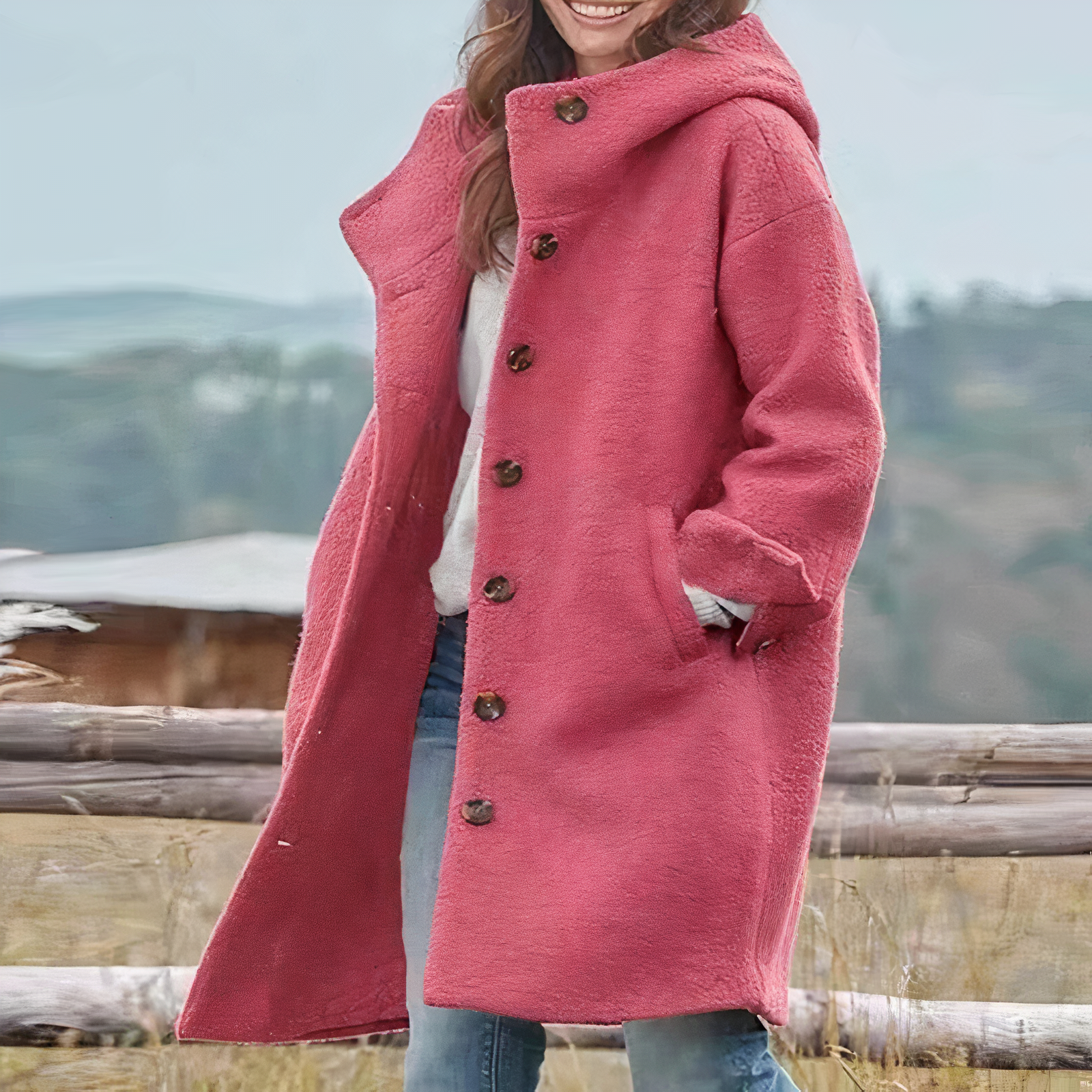Cappotto di lana elegante, comodo e alla moda per donna