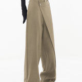 Pantaloni larghi da donna - Vita alta - Vestibilità ampia - Elegante design asimmetrico