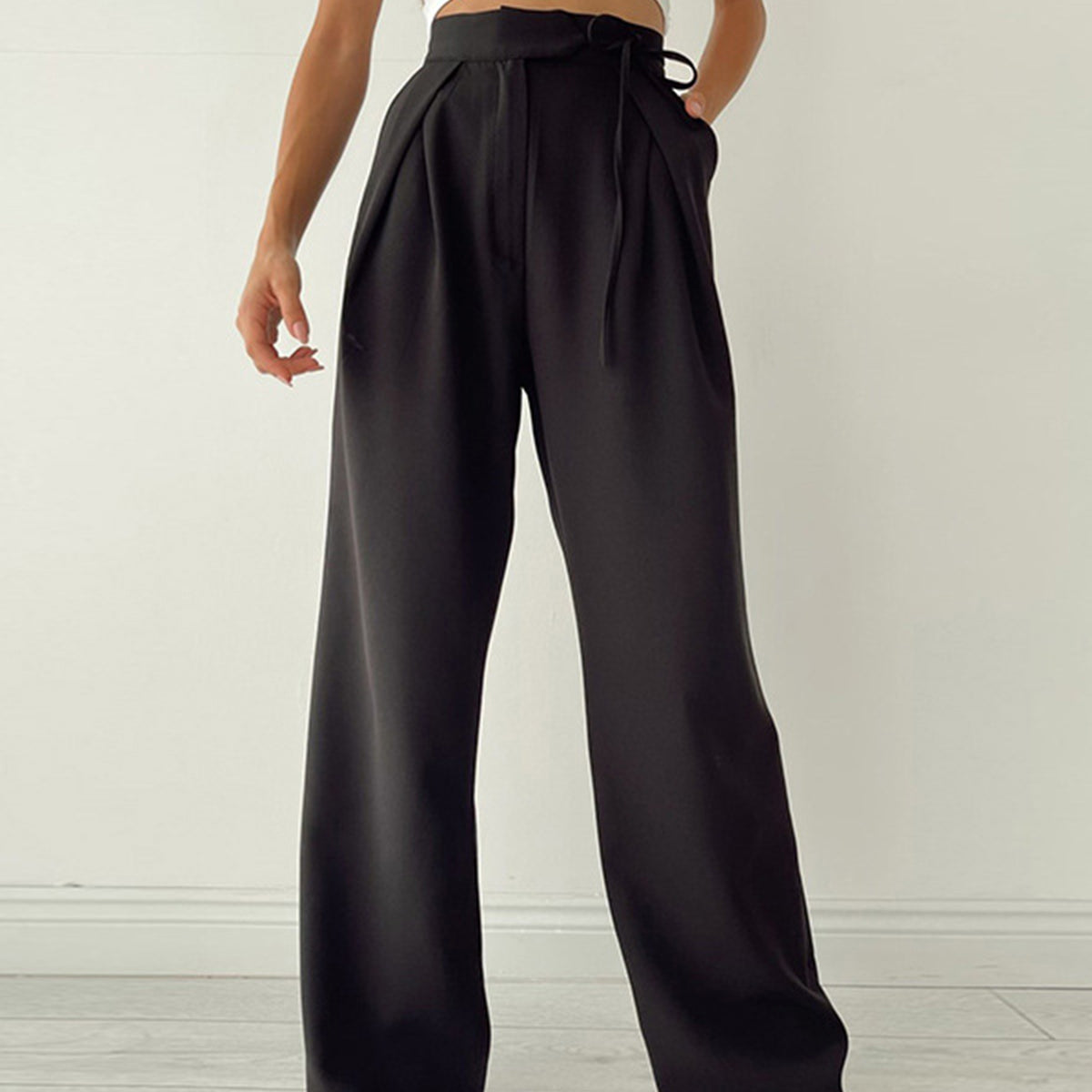 Pantaloni palazzo da donna - Vita alta - Gamba larga - Taglio elegante e fluido