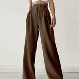 Pantaloni palazzo da donna - Vita alta - Gamba larga - Taglio elegante e fluido