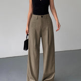 Pantaloni larghi da donna - Vita alta - Eleganti plissettati - Vestibilità ampia e fluida