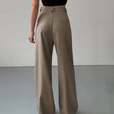 Pantaloni larghi da donna - Vita alta - Eleganti plissettati - Vestibilità ampia e fluida