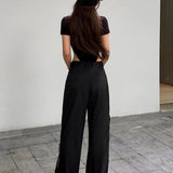 Pantaloni larghi patchwork alla moda con coulisse - Stile casual