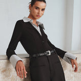 Polo bicolore a maniche lunghe in due pezzi