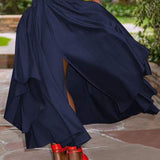 Gonna a trapezio da donna – Lunghezza midi – Vita regolabile – Chiusura posteriore – Tessuto traspirante