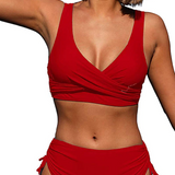 Bikini da donna – Top modellante incrociato – Slip con lacci regolabili – Tessuto elasticizzato traspirante