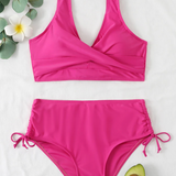 Bikini da donna – Top modellante incrociato – Slip con lacci regolabili – Tessuto elasticizzato traspirante