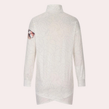 Abito in maglia da donna - Mini abito ampio - Collo alto - Maniche lunghe - Dettagli stampa leopardata