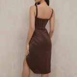 Abito da sera da donna - Scollatura profonda - Corsetto strutturato - Elegante spacco