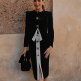 Completo da ufficio in due pezzi con gonna midi monopetto