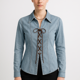 Giacca-camicia da donna – Taglio aderente – Allacciatura frontale – Maniche lunghe strutturate