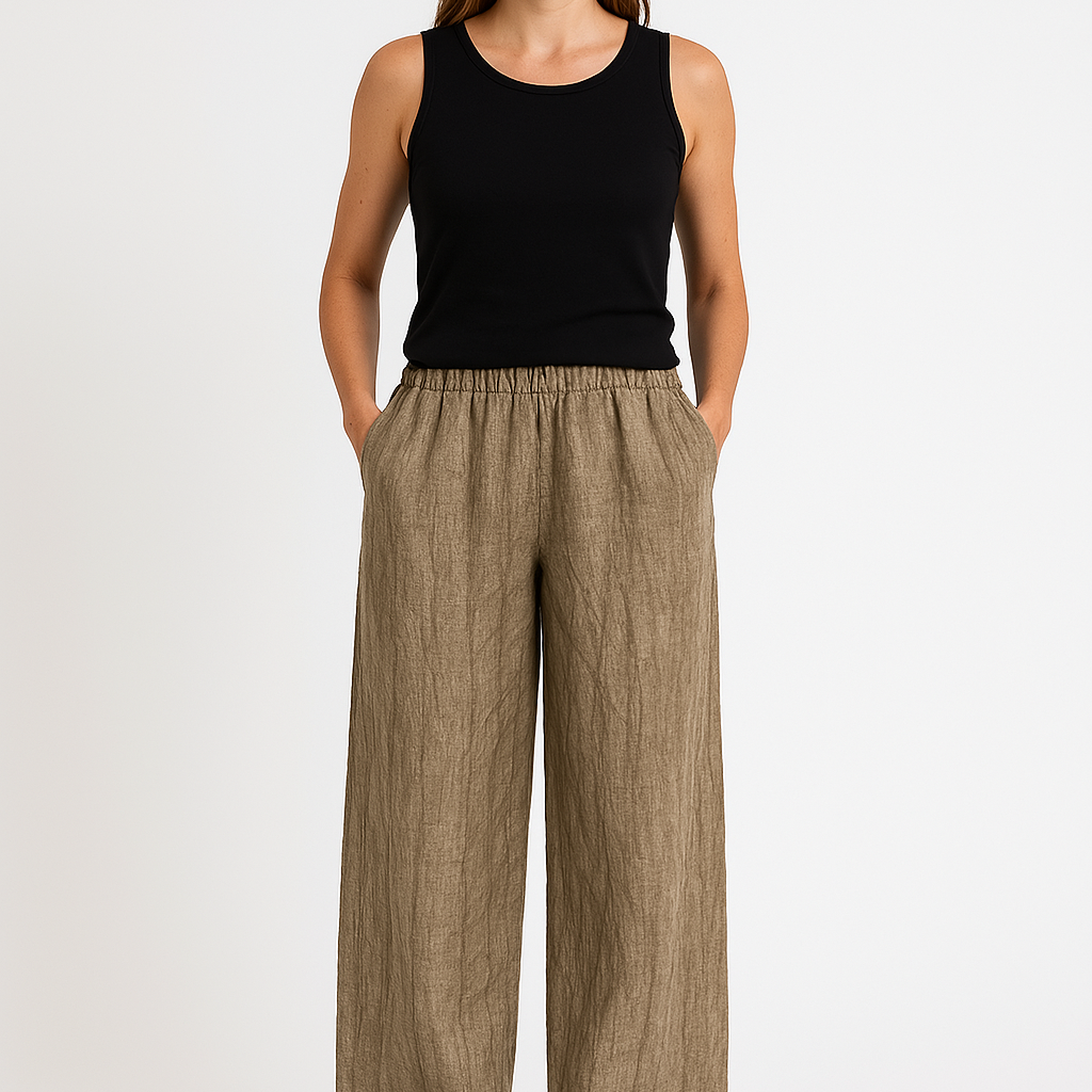 Pantaloni da donna – Vestibilità ampia – Tessuto traspirante – Vita elasticizzata – Stile lanterna