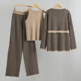 Completo da donna – Maglia morbida – Top senza maniche – Pantaloni a vita alta – Gilet con cintura