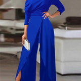 Tuta da donna - Spalle scoperte - Maniche lunghe - Vita drappeggiata - Taglio svasato