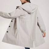 Trench da donna – Idrorepellente – Vestibilità comoda – Cappuccio – Lunghezza al ginocchio