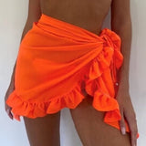 Gonna da spiaggia da donna – Stile avvolgente regolabile – Tessuto leggero – Orlo arricciato