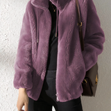 Elegante, oversize e caldo cappotto in pile da donna