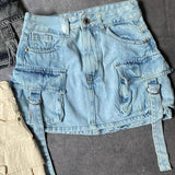 Gonna in denim alla moda a trapezio con tasche per donna