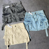 Gonna in denim alla moda a trapezio con tasche per donna