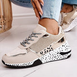 Sneakers basse da donna – Suola spessa – Stampa animalier – Dettagli riflettenti