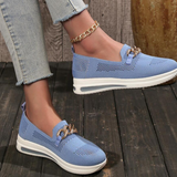 Sneakers slip-on da donna - Maglia traspirante - Suola spessa e confortevole - Catena decorativa