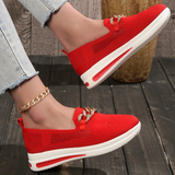 Sneakers slip-on da donna - Maglia traspirante - Suola spessa e confortevole - Catena decorativa