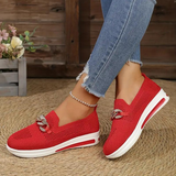 Sneakers slip-on da donna - Maglia traspirante - Suola spessa e confortevole - Catena decorativa