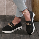 Sneakers slip-on da donna - Maglia traspirante - Suola spessa e confortevole - Catena decorativa
