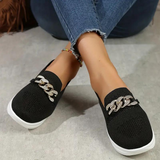 Sneakers slip-on da donna - Maglia traspirante - Suola spessa e confortevole - Catena decorativa