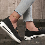 Sneakers slip-on da donna - Maglia traspirante - Suola spessa e confortevole - Catena decorativa