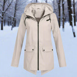 Impermeabile da donna con cappuccio, elegante, resistente alle intemperie e comodo