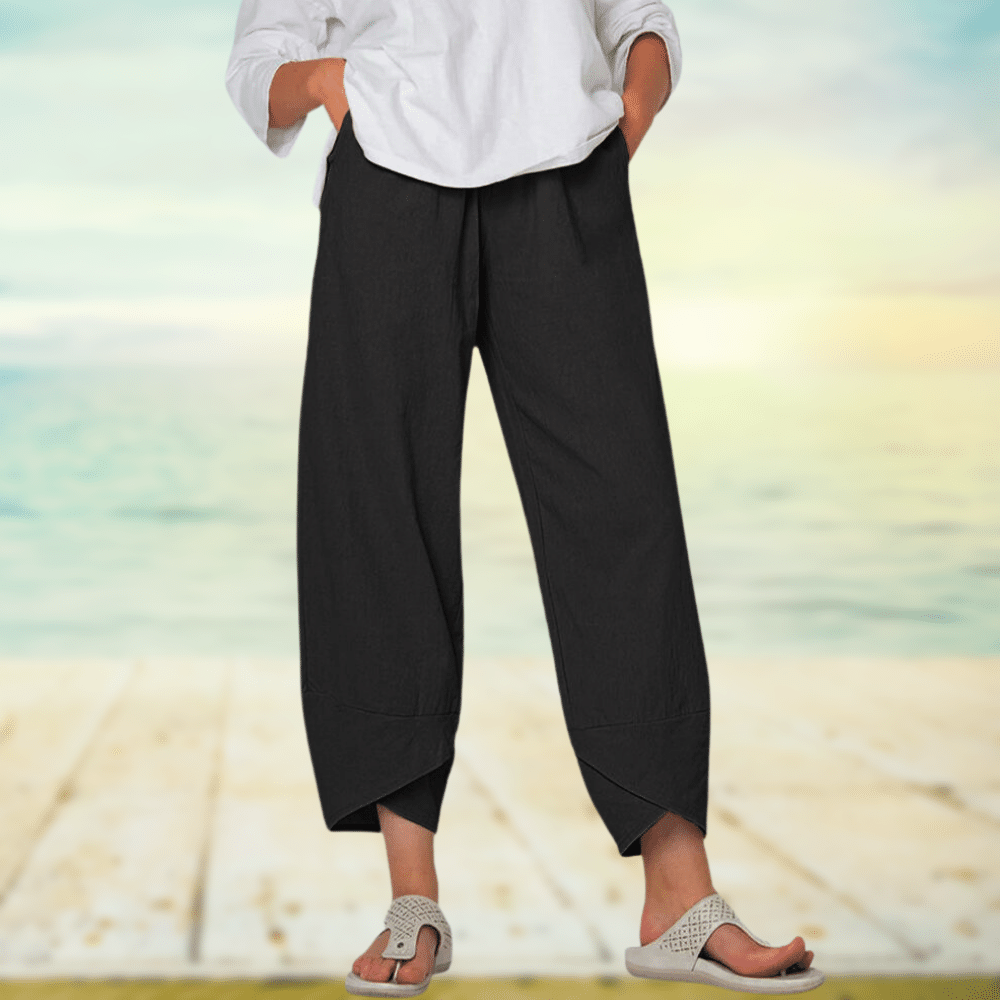 Pantaloni da donna - Cotone leggero - Vita alta - Vestibilità ampia ed elegante