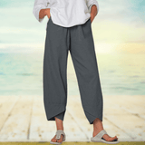Pantaloni da donna - Cotone leggero - Vita alta - Vestibilità ampia ed elegante