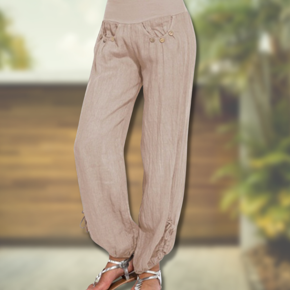 Pantaloni harem da donna - Comodi in cotone - Vita alta - Larghi e casual
