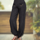 Pantaloni harem da donna - Comodi in cotone - Vita alta - Larghi e casual