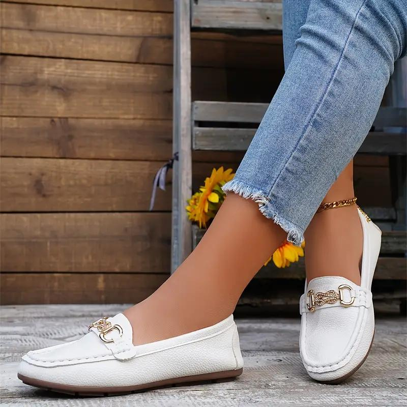 Mocassini da donna - Pelle morbida - Dettaglio fibbia in metallo - Comode scarpe basse slip-on