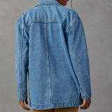 Giacca in denim da donna – Vestibilità rilassata – Chiusura classica con bottoni – Lunghezza ai fianchi