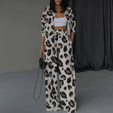 Completo due pezzi da donna - Tessuto leggero - Stampa leopardata - Vestibilità comoda
