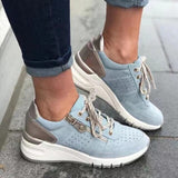 Sneakers con zeppa da donna – Supporto ortopedico – Tessuto traspirante – Stile casual