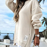 Abito da donna - Maglia liscia - Scollo rotondo - Maniche lunghe - Lunghezza a metà coscia