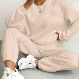 Completo da casa da donna – Maglia a trecce – Vestibilità comoda – Maniche lunghe e orlo aderente