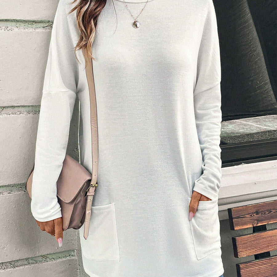 Felpa da donna – Vestibilità comoda – Cotone morbido – Girocollo – Tasche sui fianchi