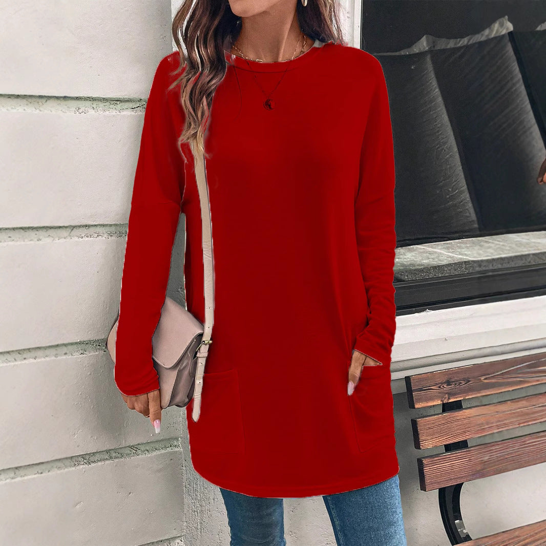 Felpa da donna – Vestibilità comoda – Cotone morbido – Girocollo – Tasche sui fianchi