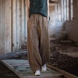 Pantaloni da donna – Vestibilità ampia – Tessuto traspirante – Vita elasticizzata – Stile lanterna