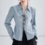 Giacca-camicia da donna – Taglio aderente – Allacciatura frontale – Maniche lunghe strutturate