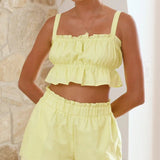 Completo da casa da donna – Cotone leggero – Canotta corta – Pantaloncini con elastico in vita