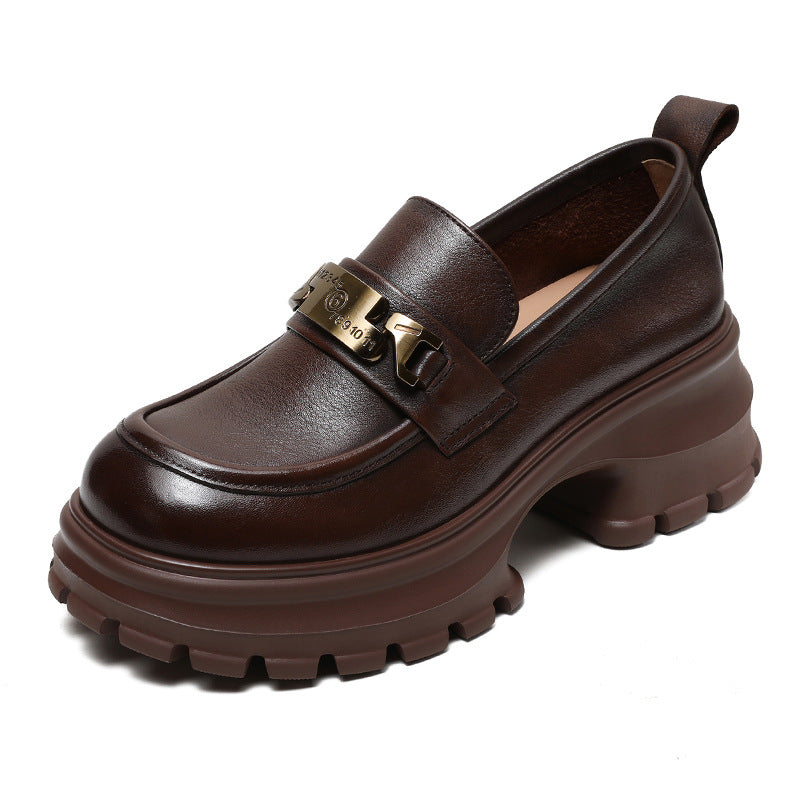 Mocassini da donna – Vera pelle – Suola con plateau – Catena in metallo moderna